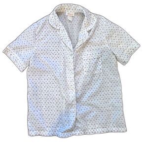 Barbizon Vintage Pajama Style Top Purple Ditzy Floral Size 36/Small Short Sleeve